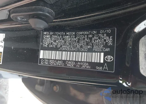 2010 Toyota Prius Iv from USA, damaged, VIN JTDKN3DU8A5110632